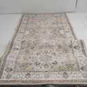 2x6 Hallway Washable Runner Rug : Vintage Soft Kitchen Laundry Runner with Non Slip Backing Farmhouse Entryway Living Room Floor Mat Stain Resistant Carpet for Bedroom Bathroom Distressed Beside Rug (Beige)