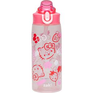Zak Designs Sanrio Sage Water Bottle For School or Travel, 25oz Durable Plastic Water Bottle With Straw, Handle, and Leak-Proof, Pop-Up Spout Cover (Hello Kitty)