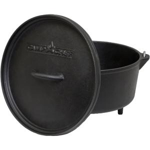 Camp Chef Classic 10-Inch Deep Prong Horn Tru Seasoned Cast Iron Dutch Oven