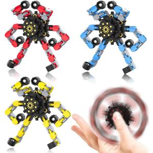 Transformable Fidget Spinners,3PCS Funny Sensory Fidget Toys Adults Deformable Chain DIY Robot Spinner,Fingertip Stress Relief Gyro Toy Party Favors Christmas Stocking Stuffers for Kids(Style-1)