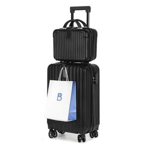 Luggage Waterproof Trolley Case with Hidden Hooks Spinner Luggage with Cosmetic Case 2 Bag Set (20 in. 14 in.) Black HD-420-WELA