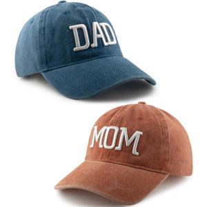 Mom and Dad Hats Set of 2 Pcs Embroidered Adjustable Baseball Caps Gift for Parents Couples Classic Mom Dad Gifts Hat