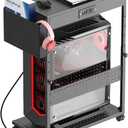 PC Stand with Charge Station,Computer Tower Stand on Wheels, Black