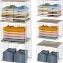 Closet Organizers And Storage Shelf, 3Pack Stackable Closet Storage Bin Basket For Clothes Sweaters With Top Board, Widened Opening, Heightened Height, Large Capacity Sturdy Clothing Storage Organizer