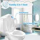 Huttdmel Elongated Toilet Seat with Toddler Seat Built In,2 in 1 Adult & Child, Soft Close, Magnetic Child Seat,Top & Bottom Mount,Never Loosen Hinges, Fits Standard Elongated Toilets 18.5'', White