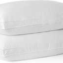 Goose Feathers Down Pillows, Pillows Standard Size Set of 2, Cotton Cover, Gusseted Hotel Collection Bed Pillow for Back, Stomach or Side Sleepers