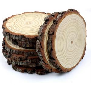Large Wood Slices for Centerpieces, Natural Rustic Wooden Rounds, 8-9 Inch, Set of 10, for Wedding Tables, Events, Home Decor