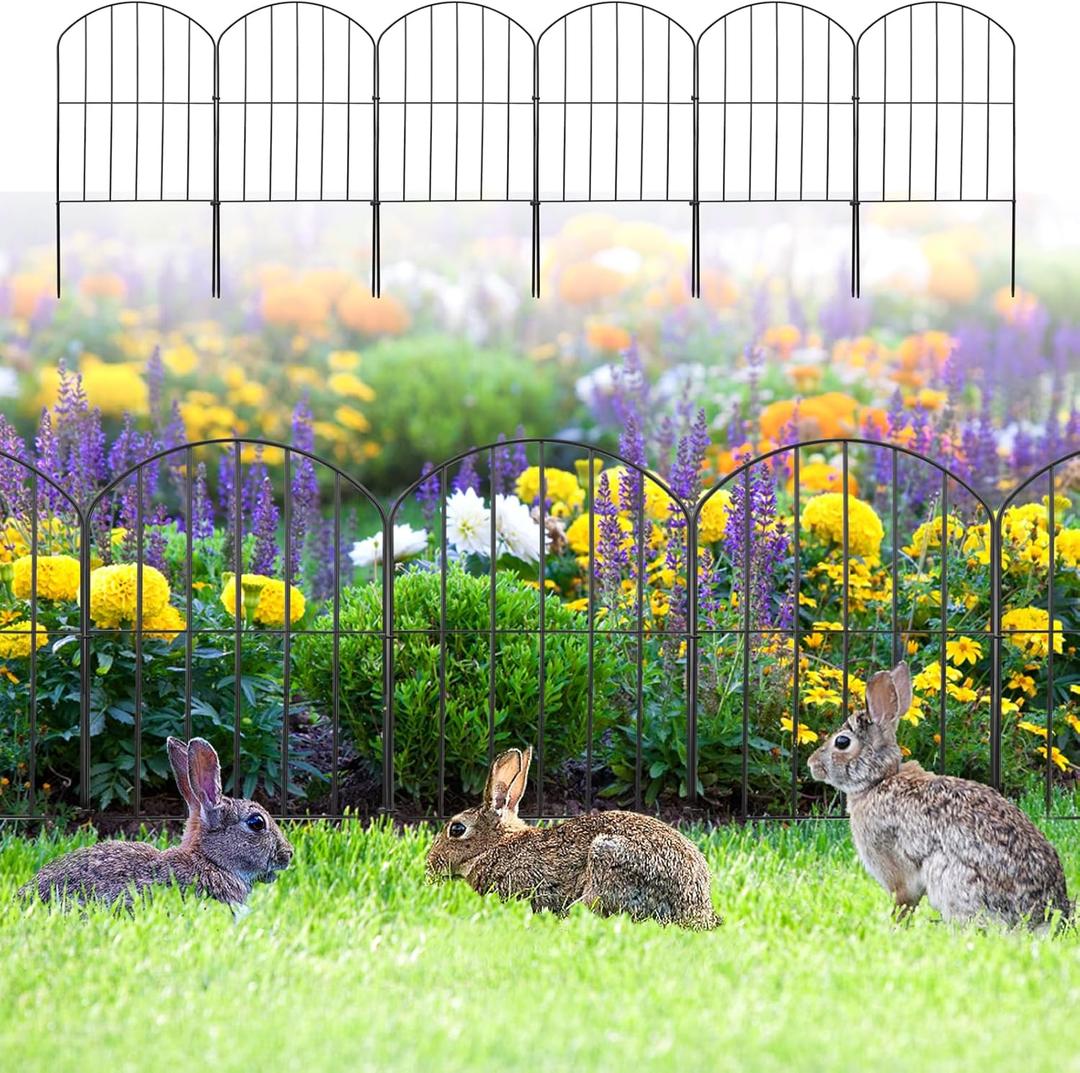 20 Pcs Garden Fence Animal Barriers - Total 21ft (L) x 24in (H) Rustproof Metal Rabbits Dogs Fencing Panels, Easy to Assemble for Flower Beds Outdoor Yard Patio Landscape