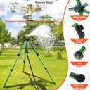 Impact Sprinkler Head on Telescoping Tripod Base with 2 Sprinkler Extensions, Heavy Duty Lawn Sprinklers, 360 Degree Large Area Irrigation, Solid Metal Extension Legs & Bottom Spikes