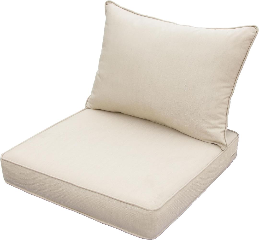 Generic Outdoor Patio Furniture Replacement Cushions,25X25X5 Inch Deep Seat Chair Seat Back Cushion Set,All Weather Breathable Sectional Cushions for Patio Furniture Couch Loveseat,Beige Sand