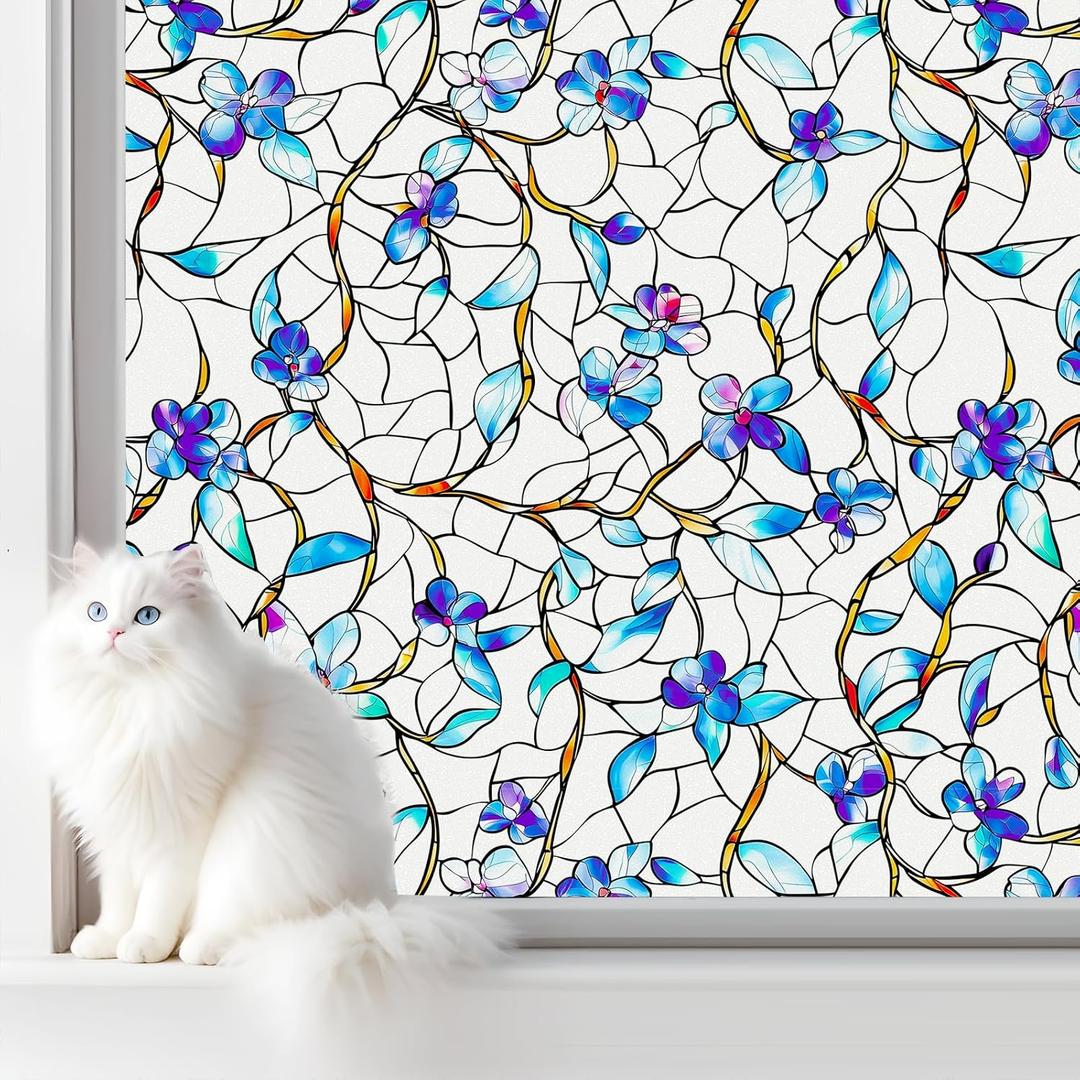 SOMWISE Frosted Glass Window Film, Heat Insulation, UV Block, Anti-Glare, One Way Privacy Tint, Static Cling for Home Bathroom Door, Renter Friendly, Day & Night Privacy, 35*78.5 