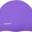 Sporti Silicone Swim Cap for Women & Men, Adult, Vibrant Lightweight Swimming, Non-Slip, Easy Wear, Removal, Protects Hair (Purple)
