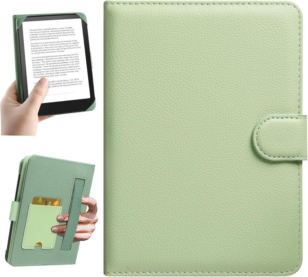 HoYiXi Universal Case for 6-inch Kindle eReader Compatible with Kobo/Voyaga/Pocketbook/Tolino E-Book Reader,6'' eReader Protective Cover with Built-in Card Slot,Green