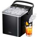 Silonn Portable Ice Maker, Ice Maker Countertop with Carry Handle, Self-Cleaning 1.8L Water Tank Large Ice Basket, Ice Machine Produces 9 Cubes in 6 Min Perfect for Home Kitchen and RV (26lbs, Upgrade Black)