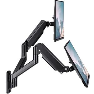 WALI Dual Monitor Wall Mount, Gas Spring Monitor Arm for 2 Screens up to 32 inch, 22 lbs. Fully Adjustable Arm Mounting Holes up to 100 x 100 (GSWM002), Black
