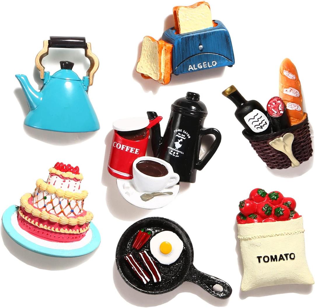Cute Food Fridge Magnets for Fridge Cute Magnet Refrigerator Stickers for Kitchen Magnet Decorative Fun Strong Resin Magnets Home Decor Office 7PACK (7PCS)