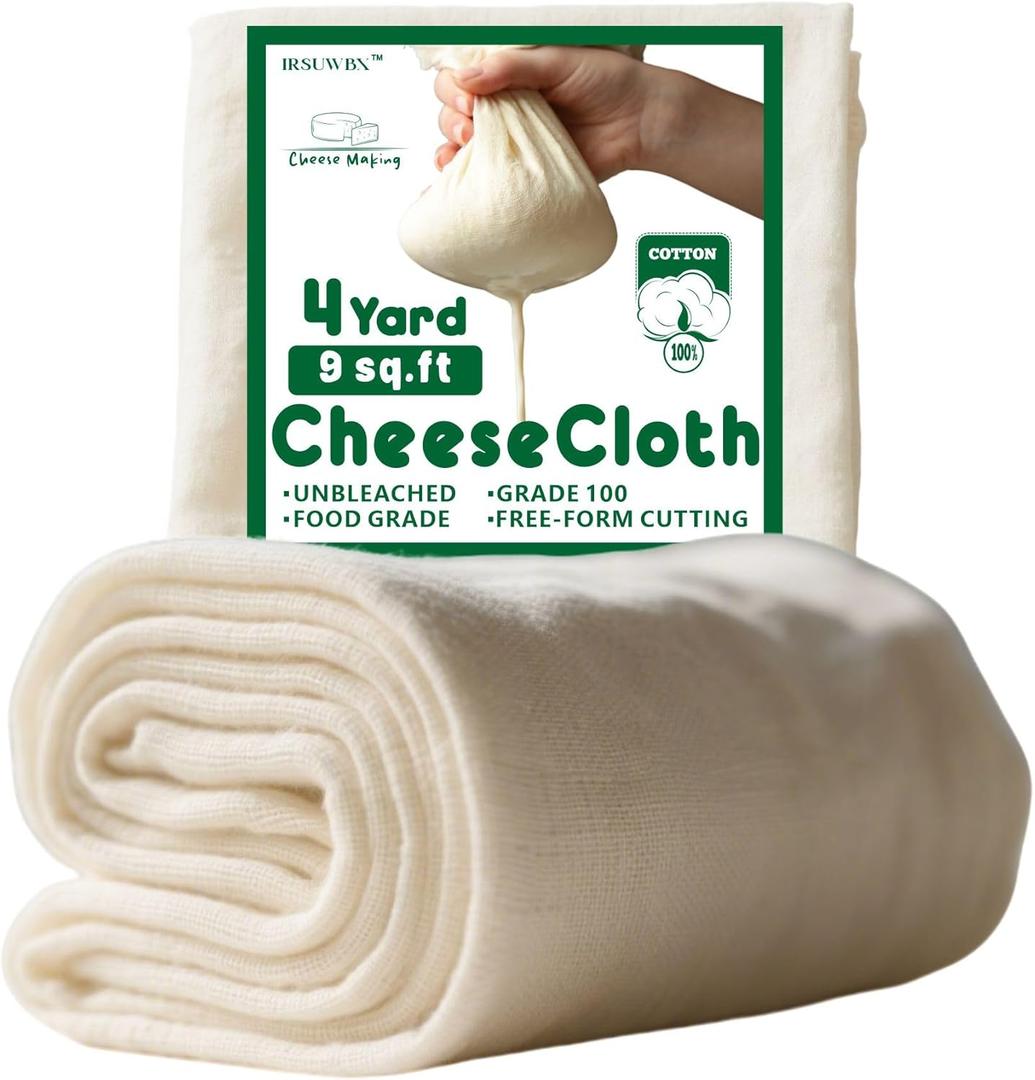 4 Yard Grade 100 XL Cheese Cloth for Straining & Cooking; 36x144 Inch; 100% Unbleached Cotton Cheesecloth; Unfinished Edges, Cuttable Freely, Butter Muslin