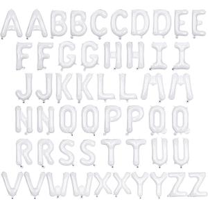 52 Pcs White Letter Balloons,16 Inch Foil Alphabet Letter Balloons,Letter A-Z Balloon Banner Custom Phrase Balloon for Birthday Party Wedding Anniversary Decoration (White 52pcs)
