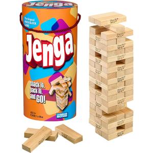 Hasbro Gaming Jenga Wooden Blocks Stacking Tumbling Tower Game | Party Games for Kids & Families | Stocking Stuffers | Ages 6+