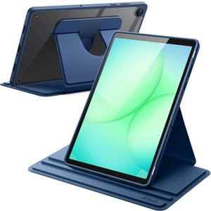 JETech Rotating Case for Samsung Galaxy Tab A11+/A11 Plus, 360 Degree Rotation Protective Stand Cover Clear Back, Multi-Angle Viewing, Auto Wake/Sleep (Navy)