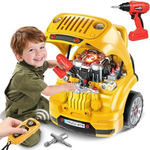 Jumlys Toys for 3, 4, 5, 6, 7, 8 Years Old Boys, Large Truck Engine Toys for Kids 3-5, 5-8 Years Old, Mechanic Repair Set for Boys, Big Truck Builder Kit, Ideal Christmas, Birthday Gifts