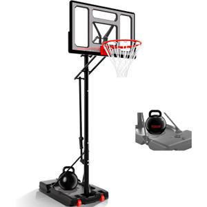 Basketball Hoop 40 Inch Impact Backboard 4.8-10FT Height Adjustable Portable Basketball Hoop Outdoor Goal System with Impact Backboard and Wheels for Adults, Size: 40inch Backboard