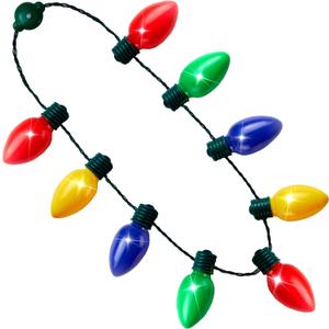 JOYIN 1 Pack Christmas Necklace LED Light Up Necklace 9 Bulbs 6 Modes LED Holiday Costume Accessories for Christmas Xmas Party Favor Party Supply