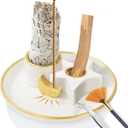 Incense Burner Holder, Palo Santo Holder, Sage Holder for Burning, Incense Holder for Sticks, Candle Holder, 5.9 inches Ceramic Ash Catcher Tray for Meditation Yoga Room