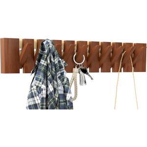 Wood Wall Mounted Coat Rack-10 Hooks Piano Coat Rack Wall Coat Rack Flip Down Wall Hook Rack Coat Hooks Wall Mount Entryway Wall Art Hook for Entryway Living Room Bedroom Bathroom Kitchen