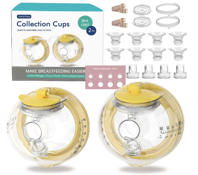 HandsFree Collection Cups Compatible with Spectra S1 S2 S9, Replace Breast Pump Kits Compatible with Spectra Breast Pumps, 27mm Flange + 17/19/21/24mm Inserts