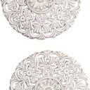 ARTIBETTER Wood Wall Decor 11.7 Inch Indoor Flower Pattern Wall Ornament Rustic Wood Hanging Art for Home Kitchen Living Room Decoration