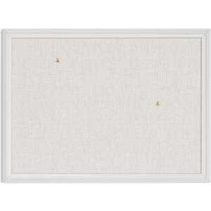 U Brands Bulletin Board, 18 x 24 Inch Linen Fabric Pin Board, Farmhouse White Wood Style Frame, Wall Message Center & Vision Board for Farmhouse Decor, Home Office, Classroom, Includes Push Pins, 23" x 17"