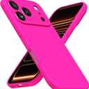 for iPhone 17 Pro Phone Case Silicone, Neon Hot Pink Bright Color Matte TPU, Minimalist Ultra Thin Slim Soft Rubber Gel Girly Cute Case for Women Men, Camera Cover Protection