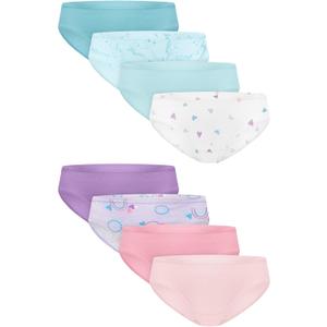 Hanes Girls' Organic Underwear, Brief & Hipster, Toddler & Girl Sizes, Pure Comfort Organic 100% Cotton Panties, 8-pack (4-5T, Purple/Blue/Pink)