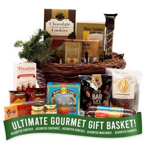 Gift Basket Village - Meat and Cheese Basket, Charcuterie Food, Sausage, Summer Sausage, and Cheese Selection for Christmas - Large, 10 Pounds - Gourmet Cheese, Meat, Cheese and More - Pack of 1