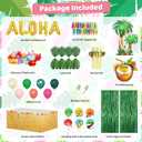 Hawaiian Luau Party Decorations, Tropical Aloha Summer Beach Party Supplies Birthday Banner Table Skirt Foil Balloon Arch Honeycomb Fringe Curtain Hanging Swirl Palm Leaves Hibiscus Straws Cake Topper