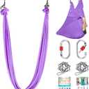 5.5 Yards Aerial Silk Swing Outdoor Hammock Aerial Yoga Swing For Adults,Aerial Yoga Hammocks for outside (Light Purple)