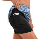Oyamiki Women's Active Athletic Skort Lightweight Tennis Skirt Perfect for Running Training Sports Golf (Blue, L)