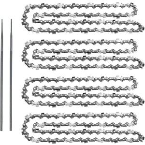AR-PRO (4 Pack) 14-Inch Chainsaw Chain 3/8" LP Pitch, .050" Gauge, 52 Drive Links; Heavy Duty Carbon Steel Chains with 2 Sharpening Files Fit Most Major Chainsaw Brands; Professional & Home Use