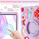 for iPad 9th 8th 7th Generation Case Kids Girls Strawberry Cover for iPad 10.2 Inch with Rotating Kickstand Shoulder Strap Soft Silicon Shockproof Protective Tablet Cover for 9/8/7 Gen 10.2 inch (Patterned Purple)
