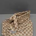 Bluboon Waterproof Beach Tote Pool Bags for Women Ladies Extra Large Carry On Bag With Wet Compartment for Weekender Travel (Checked Brown White)