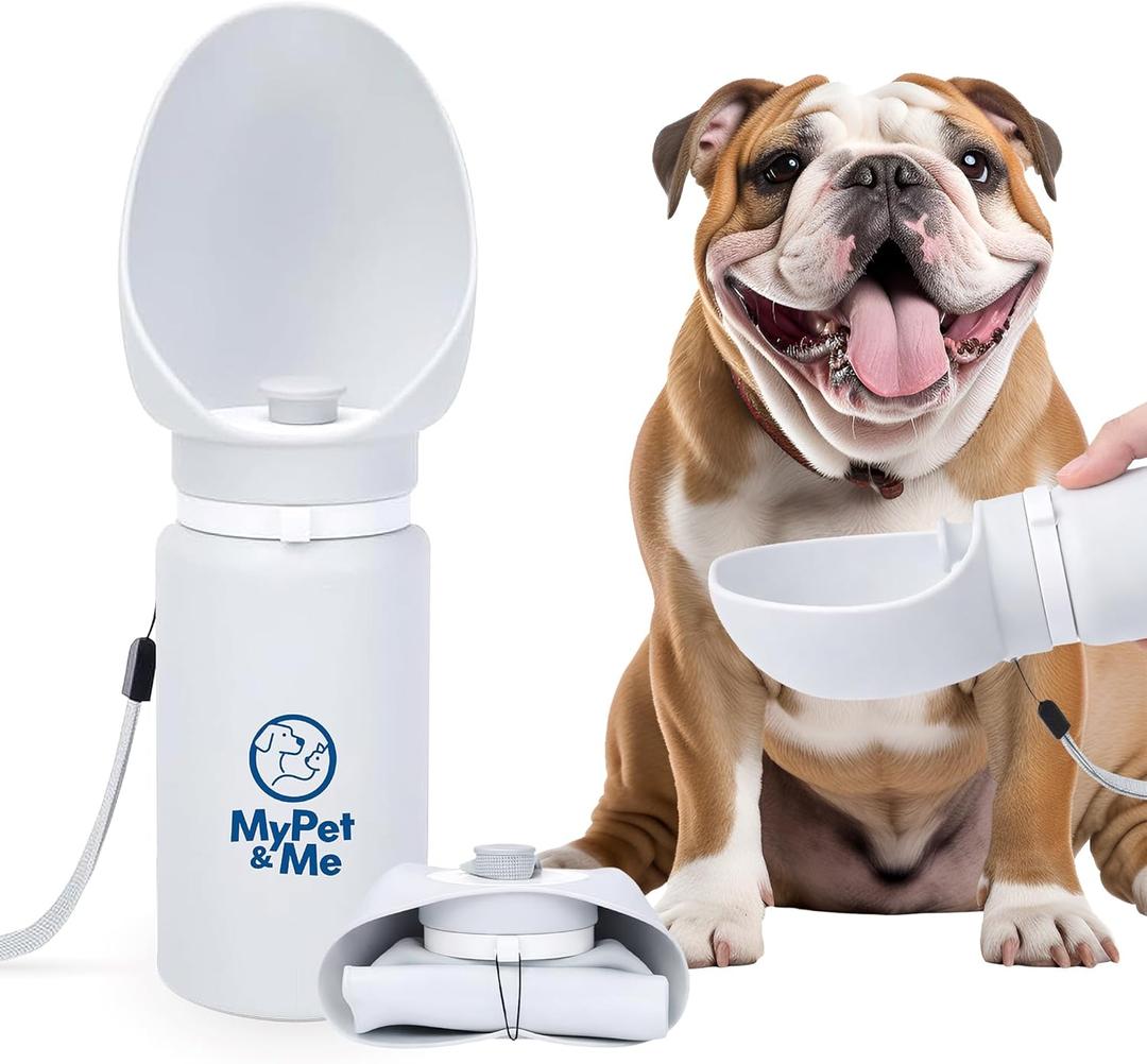 My Pet & Me Foldable Dog Water Bottle Portable - 550ml/18.5oz - Water Bottle for Dogs with Foldable Drinking Bowl, Leakproof, Compact, Lightweight & Durable Hydration Solution On-The-Go
