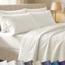 California Design Den 100% Cotton Sateen Hotel Sheets Queen Set, Ivory | 6 Pcs with 4 Pillowcases, 400 Thread Count Backed by Good Housekeeping Seal, 16" Deep Pocket, 6 Pc Set -Ivory (Pale Tone)