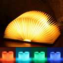 Unique Gifts for Book Lovers Women, 12 Colors Portable Book Lamp with Remote, Folding Book Light, Lovely Gift for Christmas, Birthday, Back to School & Bookshelf & Home Decor (Walnut)