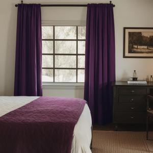NICETOWN Blackout Purple Gothic Velvet Curtains 96 inch Long, Dark Purple - Rod Pocket Drapes Soft Window Treatments for Bedroom and Living Room(2 Panels, 52" Wide)