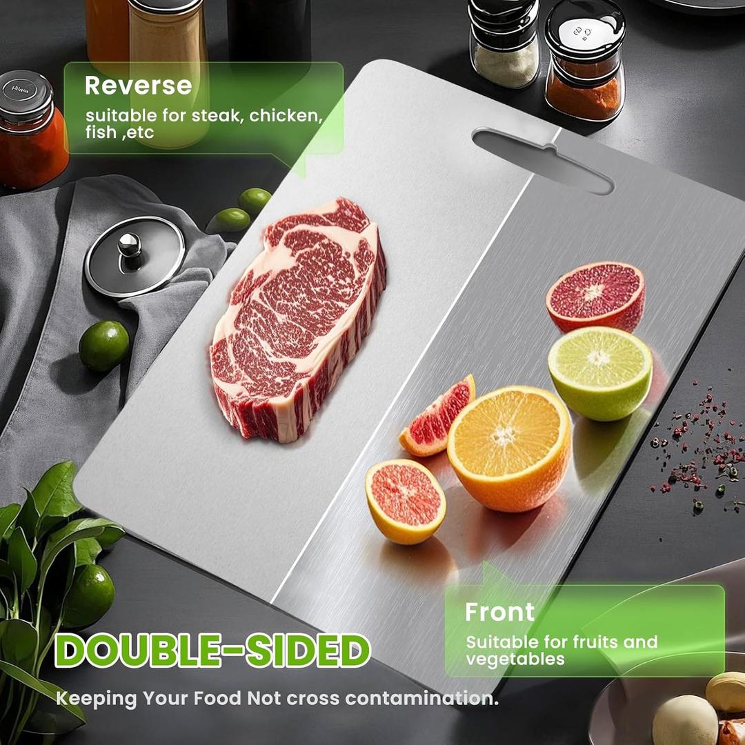 Cutting Board, 2025 New Upgrade 100% Pure Titanium Cutting Boards for Kitchen, Hygiene & Durability Non Stick Chopping Board, Double sided Cutting Mat, Easy to Clean 2 Pack Titanium Cutting Board