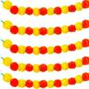 Orgrimmar Marigold Garland for Decoration,5 Pcs of 5-Feet Long Artificial Flower Garlands,Indian Dcor for Pooja, Wedding, Halloween, Diwali,(Yellow & Red) (Multi Color)