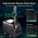GROWNEER 550GPH Submersible Pump 30W Fountain Water Pump, 2000L/H, with 7.2ft High Lift, 3 Nozzles for Aquarium, Fish Tank, Pond, Hydroponics, Statuary, Pool