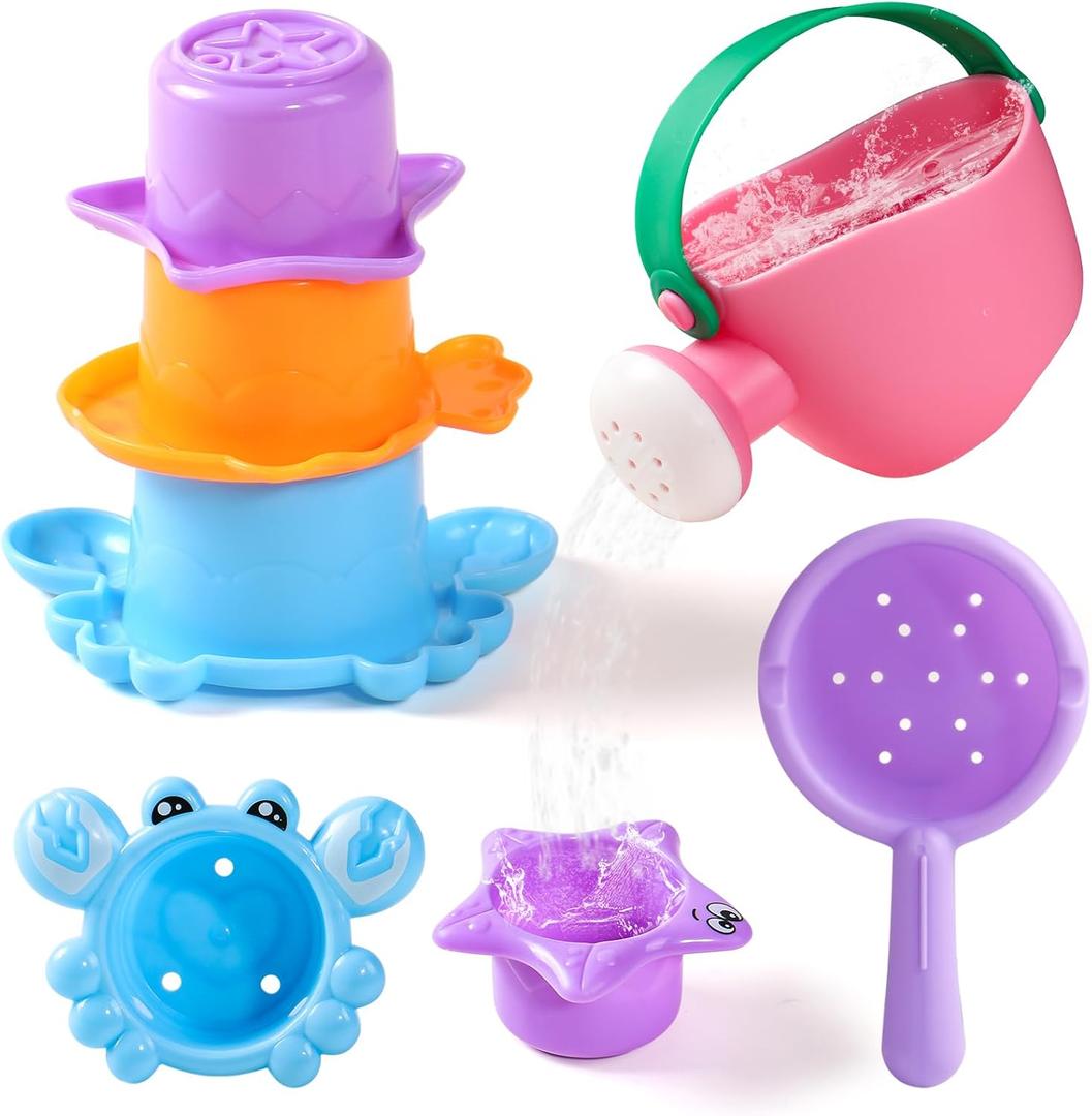 Baby Bath Toys for Kids Ages 1-3 5 PCS Toddler Bath Toys Mold Free for 2-4 Bathtub Sand Beach Pool Water Toddler Toys & Gifts (Color Random)