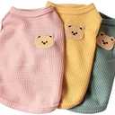 Cotton Dog Shirt Summer Lightweight Pet T-Shirts Soft Breathable Stretchy Cats Dogs Tee Shirt Sleeveless Vest Dog Apparel for Medium Small Dog Clothes 3PCS Yellow&Green&Pink, S